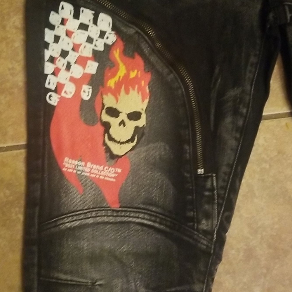 💀Summon Skull Denim Flame Jean's 34w - Picture 10 of 13